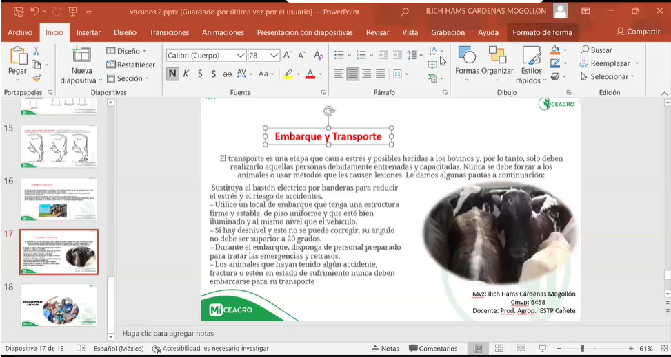  BOVINOS 3: TRATAMIENTO DE LA TIÑA Y CONJUNTIVITIS INFECCIOSA, RECORTE DE PEZUÑAS, CONTROL DE LA PODODERMATITIS, EMBARQUE Y TRANSPORTE. 